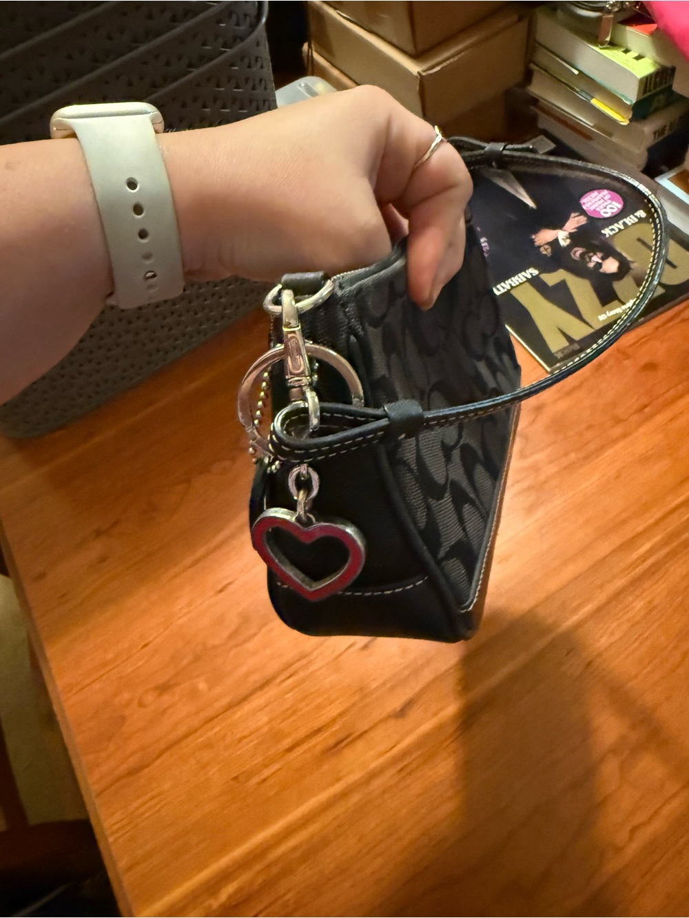 Coach Black Signature Jacquard Mini Shoulder Bag with Leather Trim - Picture 2 of 5